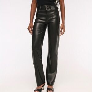 Abercrombie & Fitch Black Flare Leather Jeans 0 Short